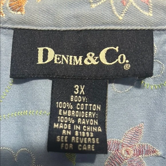 Blue and Pink Floral Embroidered Jean Jacket - Picture 7 of 11